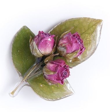 Брошь "Три розы" с фиолетовыми бутонами роз