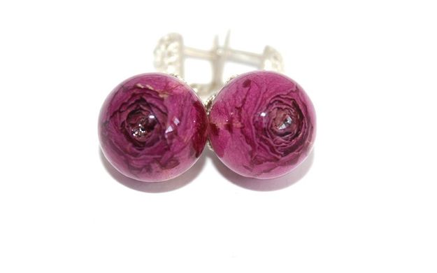 Earrings with violet roses