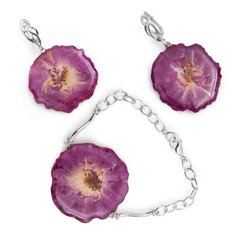 Set "Earrings&Bracelet. Violet rose"