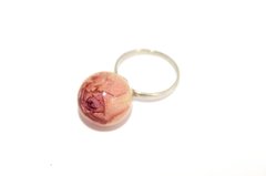 Кольцо со светло-розовой розой (17, 18 размер)