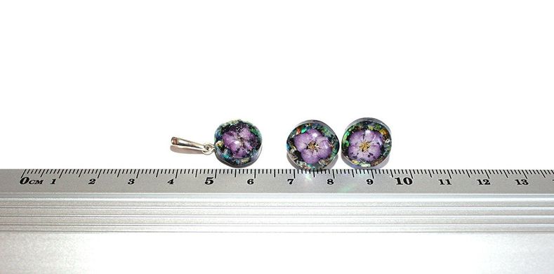Earrings and pendant with iberis flowers