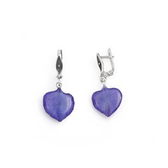 Earrings with violet delphinium