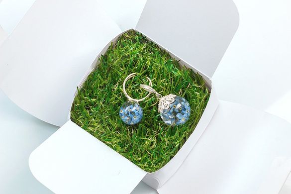 Pendant and ring with forget-me-nots