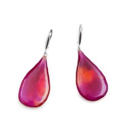 Earrings with vinous&violet peonys