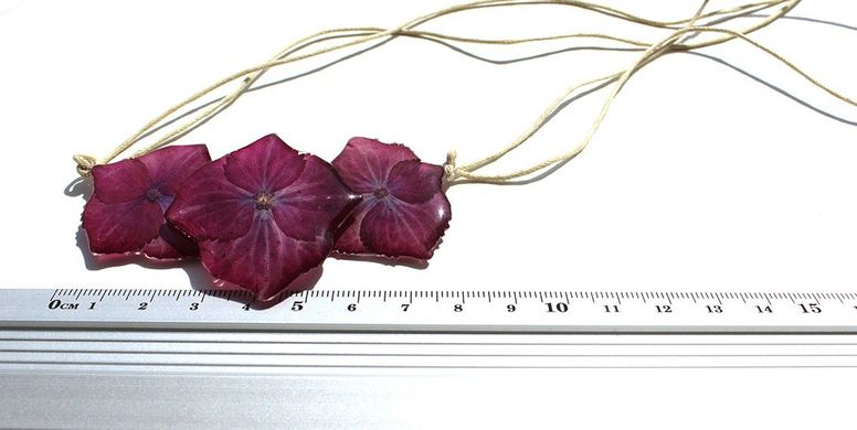 Necklace with violet hydrangea