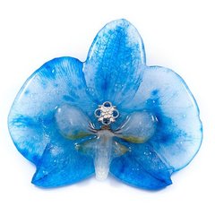 Брошь с королевской голубой орхидеей (большая)