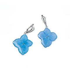 Earrings with blue hydrangea