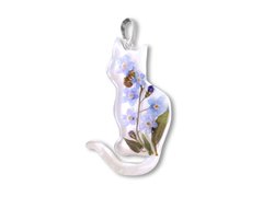 Pendant "Cat" with forget-me-nots