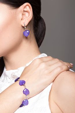 Earrings and bracelet with violet delphinium"
