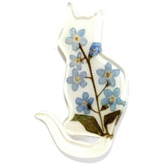 Brooch "Cat" with forget-me-nots