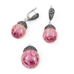 Set "Earrings&pendant. Pink rose"