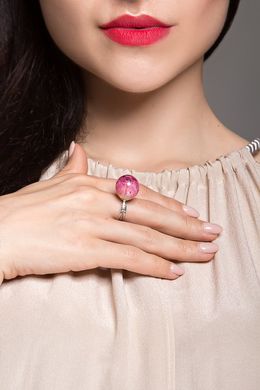 Кольцо с розовой розой