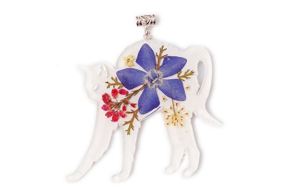 Pendant "Flower Cat" with flower composition