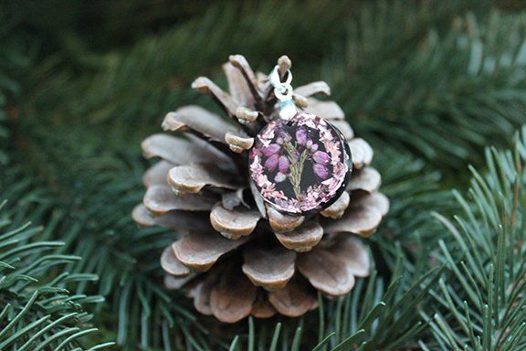 Pendant with erica flowers. New Year's Collection