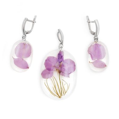 Earrings with rose delphinium