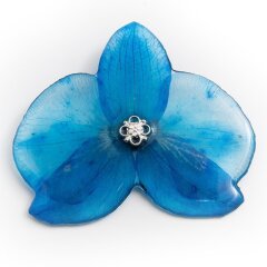 Brooch with blue orchid (big)