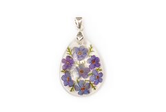 Drop pendant with forget-me-nots