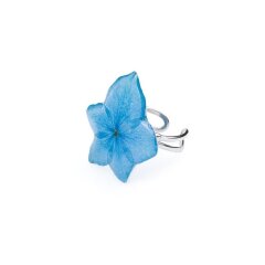 Ring with blue hydrangea