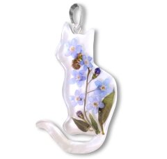 Pendant "Cat" with forget-me-nots