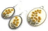 Earrings and pendant with mimosa. Ajour Collection