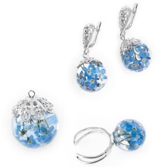 Set "Forget-me-nots" (earrings&pendant&ring)