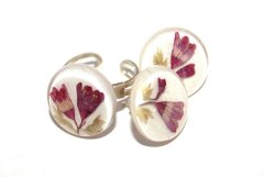 Earrings and ring with geiger flowers