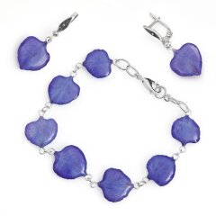 Earrings and bracelet with violet delphinium"