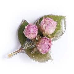 Брошка "Три троянди" з рожевими бутонами троянд